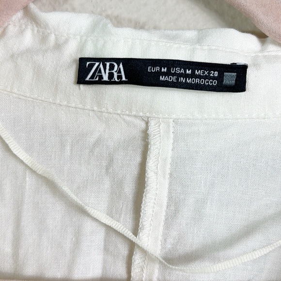 Zara Linen Blend Button Down Shirt Dresss in off white size medium - Picture 6 of 14